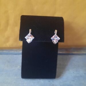 Cubic Zirconia Sterling Silver Solitaire Stud Earrings